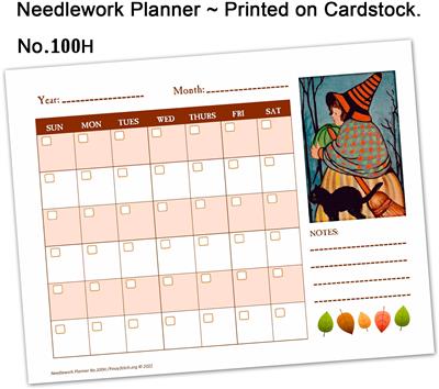(image for) Planner Needlework Sheet No.100H Holiday Perpetual Monthly Calendar Printed on Cardstock